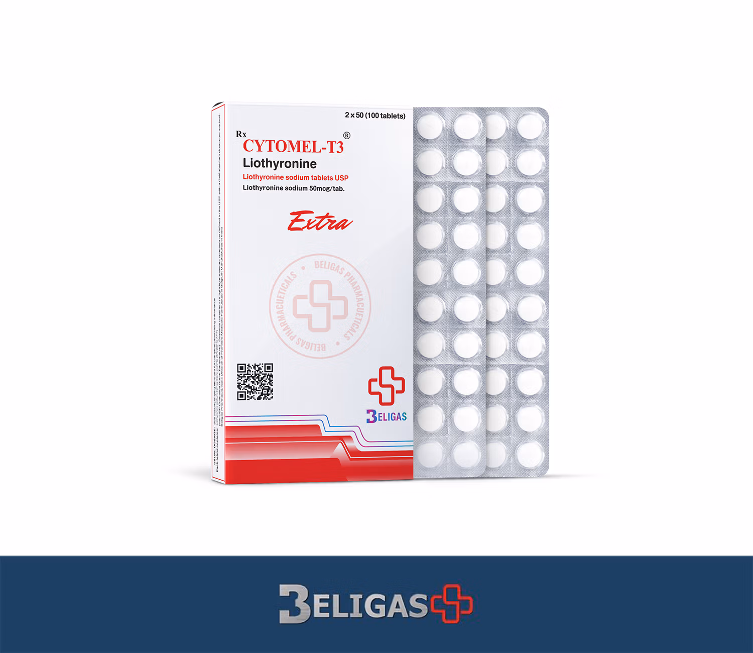 Beligas Cytomel T3 50mcg (Liothyronine Sodium)_100 tabletter Beligas Cytomel T3 50mcg (Liothyronine Sodium)_100 tabletter